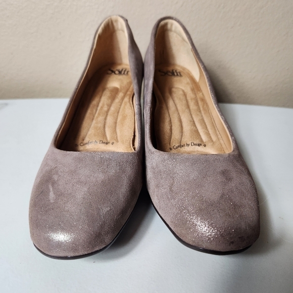 Sofft Womens Lana Bronze Metallic Leather Stacked Heel Comfort Pump-Size 9.5 - Picture 5 of 12